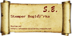 Stemper Boglárka névjegykártya